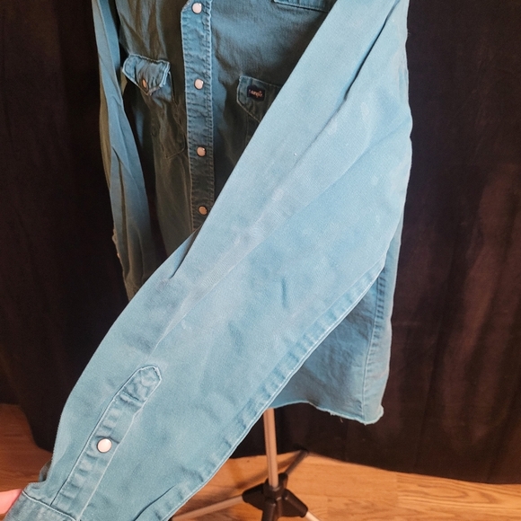 Heavy Blue Button-Down Shirt - Vintage Wrangler - Picture 7 of 9